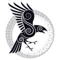 The Raven of Odin in a Celtic style and design runic circle