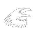 Raven one-line art, crow hand drawn continuous contour. Doodle, sketch style, minimalism. Croaking ominous prophet, symbol of