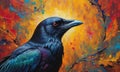 raven painted in oil