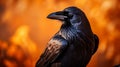 Stunning Photo Realistic Crow Image On Fire Background Royalty Free Stock Photo