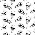 Raven skull Seamless background for textiles fabrics, wallpaper packaging Royalty Free Stock Photo