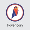 Ravencoin - Blockchain Cryptocurrency Coin Image.