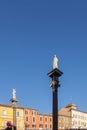 Ravenna Italian mosaic capital, Italy - Emilia Romagna, statues on the columns in Piazza del Popolo