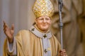 Editorial, statue of Saint John Paul II with Crucifix Royalty Free Stock Photo