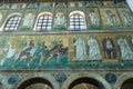 Ravenna, Italy 29 July 2019: A famous mosaic in Basilica of Sant`Apollinare Nuovo. Three Wise Men or Magi wearing trousers and Royalty Free Stock Photo