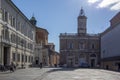 Ravenna / ITALY - June 20, 2018: Piazza del Popolo with clock tower, beautiful summer day Royalty Free Stock Photo