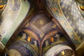 Interior of the Mausoleum of Galla Placidia, chapel embellished with colorful mosaics in Ravenna, Italy.