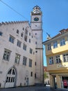 On the streets of Ravensburg. Blaser Tower on the Marienplatz Royalty Free Stock Photo