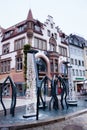 Ravensburg, Germany. Unusual fountain on MarienPlatz