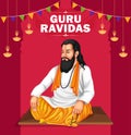 Vector of Guru Ravidas Jayanti. Guru Ravidas a famous 15th to 16th-century poet, saint, and philosopher of India