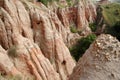 Ravine in a geological reserve. Rapa Rosie, Romania Royalty Free Stock Photo