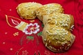 Raviole, traditional Italian Christmas dessert from Bologna. Italy
