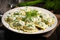 Ravioli on Dish. Delicious Italian Pasta