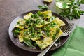 Ravioli with green peas and herbs