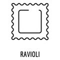 Ravioli pasta icon, outline style