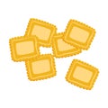 Ravioli pasta. Uncooked italian pasta, macaroni, cartoon illustration