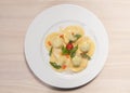 Ravioli with red chily pepper and sweet basil