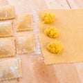 Ravioli with spicy butternut pumpkin filling Royalty Free Stock Photo