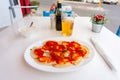 Ravioli with tomato sauce and basil Royalty Free Stock Photo