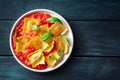Ravioli with tomato sauce and fresh basil leaves on a plate, Italian pasta dish Royalty Free Stock Photo