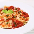 Ravioli with tomato sauce Pasta noodles meal on plate Royalty Free Stock Photo