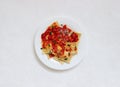 Ravioli with tomato sauce, spinach and parmesan cheese. Healthy eating. Vegetarian food. Italian cuisine Royalty Free Stock Photo