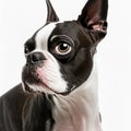 Ravishing adorable boston terrier portrait with white isolated background. Royalty Free Stock Photo