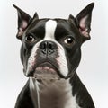 Ravishing adorable boston terrier portrait with white isolated background. Royalty Free Stock Photo