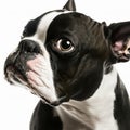 Ravishing adorable boston terrier portrait with white isolated background. Royalty Free Stock Photo