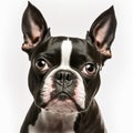 Ravishing adorable boston terrier portrait with white isolated background. Royalty Free Stock Photo