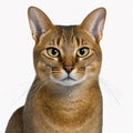 Ravishing adorable cat portrait on white isolated background.