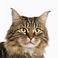 Ravishing adorable cat portrait on white isolated background.