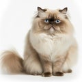 Ravishing adorable himalayan cat portrait on white isolated background.