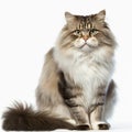 Ravishing adorable ragamuffin cat portrait on white isolated background.