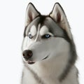 Ravishing adorable siberian husky dog portrait on white isolated background.