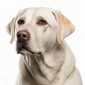 Ravishing adorable white labrador retriever dog portrait on isolated background.