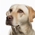 Ravishing adorable white labrador retriever dog portrait on isolated background.