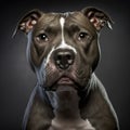 Ravishing American stafford terrier studio portrait in black isolated background Royalty Free Stock Photo