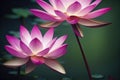 Ravishing pink waterlily floating on water with realistic detail blossom.