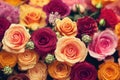 Ravishing realistic detail intricate beauty of vivid multicolor rose .