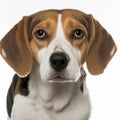 Ravishing realistic portrait beagle dog on white isolated background. Royalty Free Stock Photo