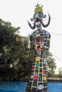 Ravnans being ignited during Dussera festival at ramleela ground in Delhi, India, Big statue of Ravana to get fire during the Fair