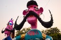 Ravnans being ignited during Dussera festival at ramleela ground in Delhi, India, Big statue of Ravana to get fire during the Fair