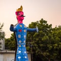 Ravnans being ignited during Dussera festival at ramleela ground in Delhi, India, Big statue of Ravana to get fire during the Fair