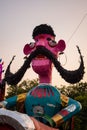 Ravnans being ignited during Dussera festival at ramleela ground in Delhi, India, Big statue of Ravana to get fire during the Fair