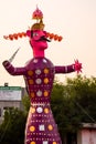 Ravnans being ignited during Dussera festival at ramleela ground in Delhi, India, Big statue of Ravana to get fire during the Fair