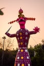 Ravnans being ignited during Dussera festival at ramleela ground in Delhi, India, Big statue of Ravana to get fire during the Fair