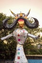 Ravnans being ignited during Dussera festival at ramleela ground in Delhi, India, Big statue of Ravana to get fire during the Fair