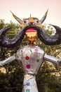 Ravnans being ignited during Dussera festival at ramleela ground in Delhi, India, Big statue of Ravana to get fire during the Fair