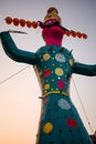 Ravnans being ignited during Dussera festival at ramleela ground in Delhi, India, Big statue of Ravana to get fire during the Fair